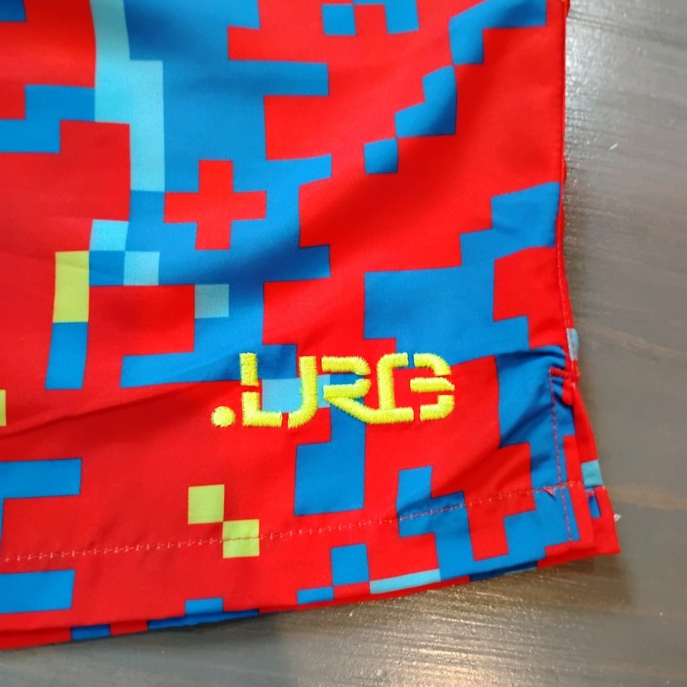 NWT LRG Lifted Research Group Swim Trunks Men's Large Board Shorts Red Pixels - Picture 2 of 8